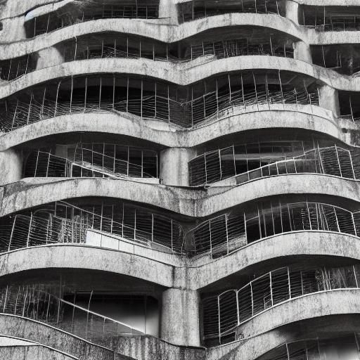 Gloomy Concrete Labyrinth in Brutalist Style