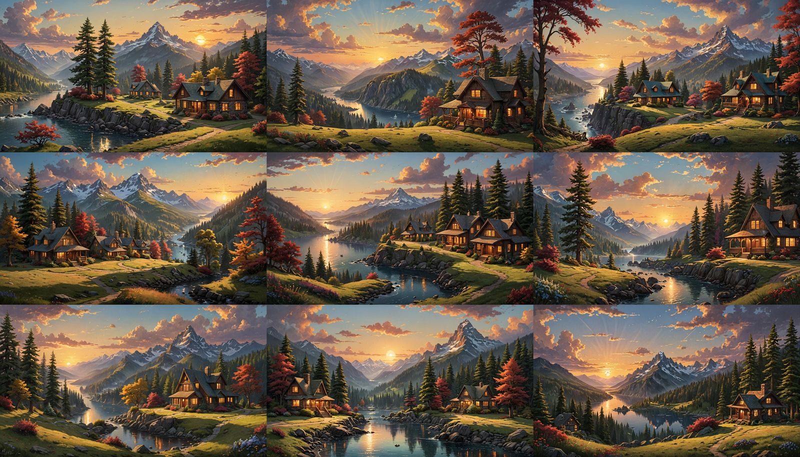 Luminous Sunset Landscape in Detailed Style