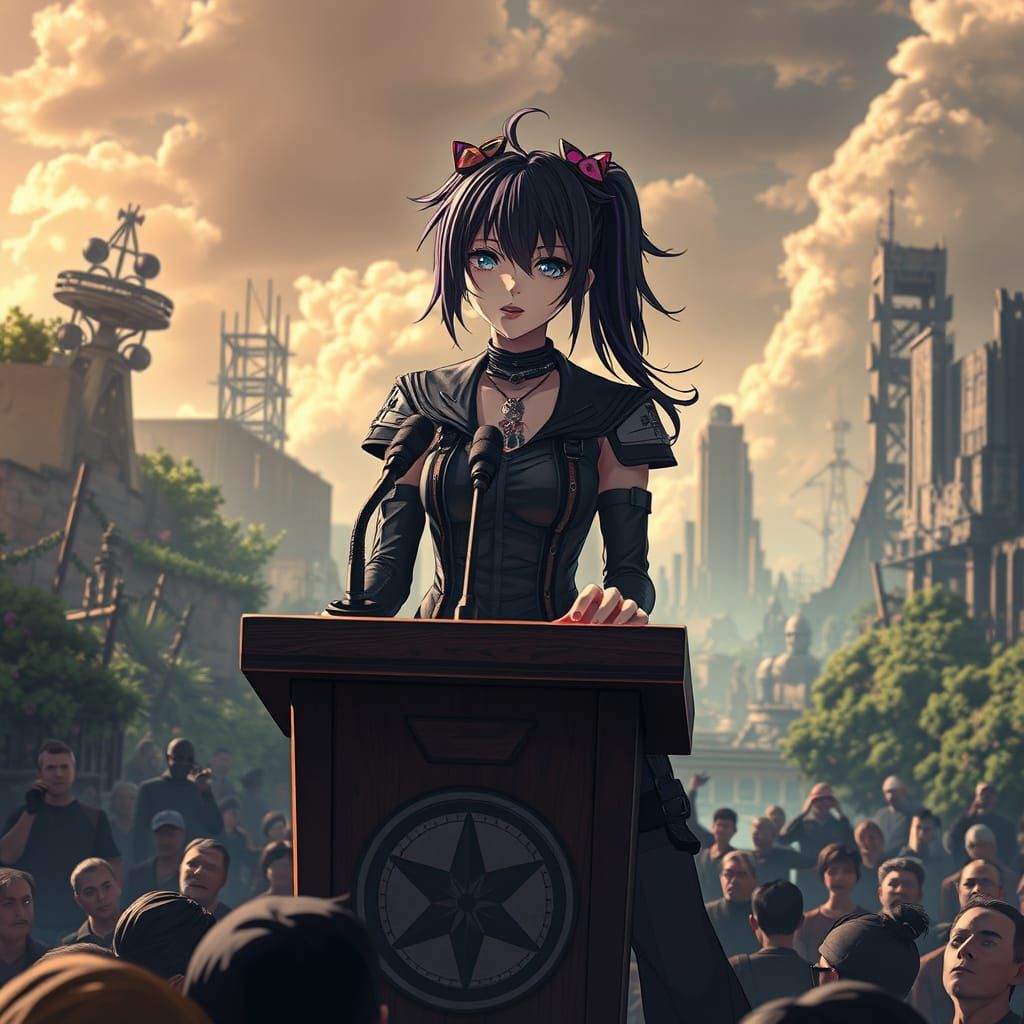 Yami Kawaii Anime Woman in Post-Apocalyptic World