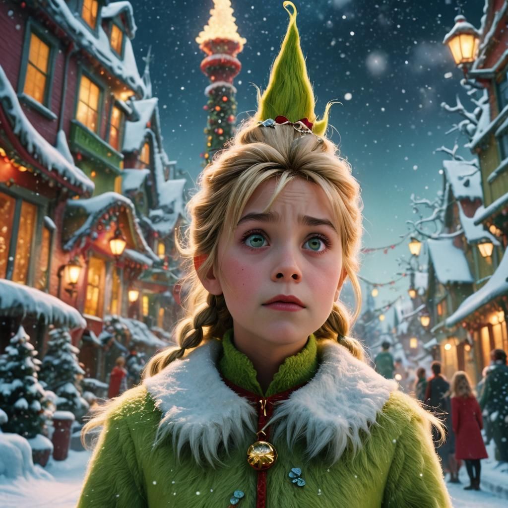 Cindy Lou Who in Whoville: A Cinematic Still