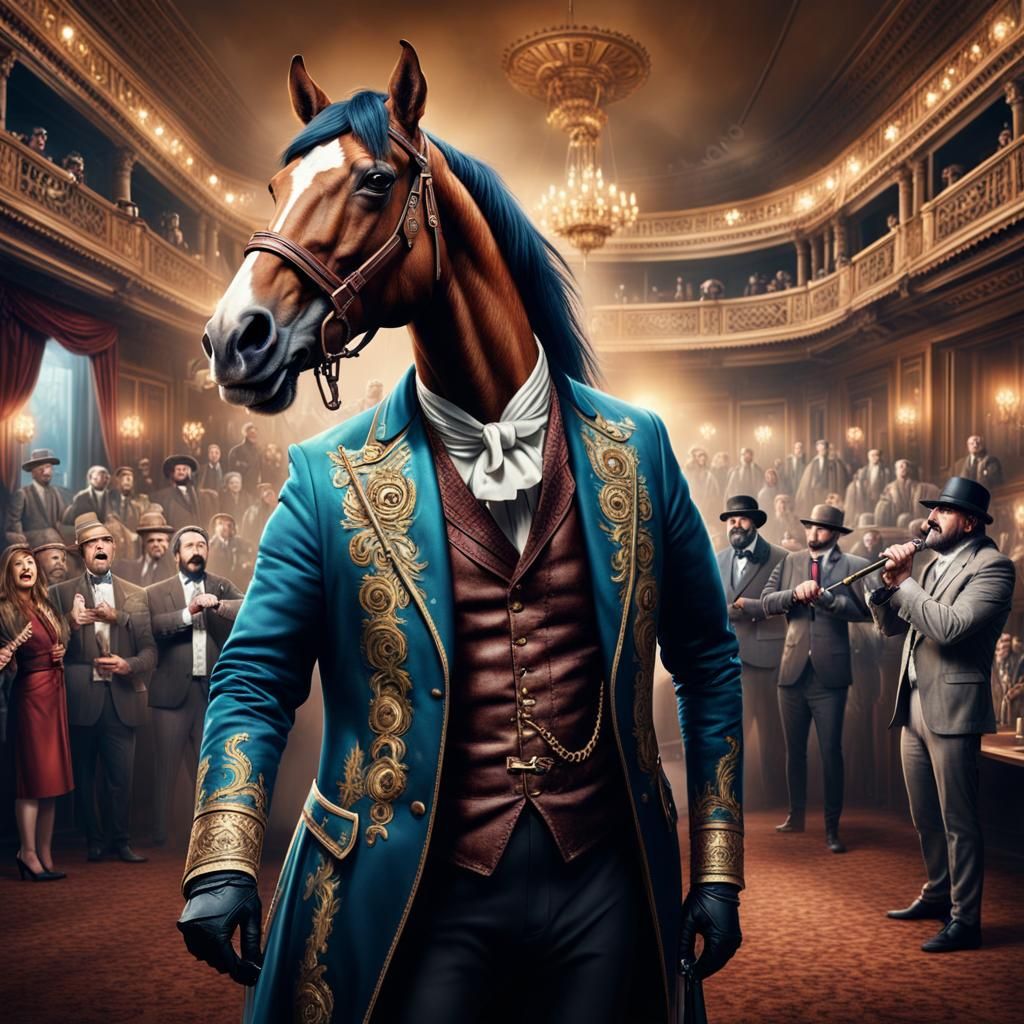 Horse Comedian Doing Stand Up Comedy