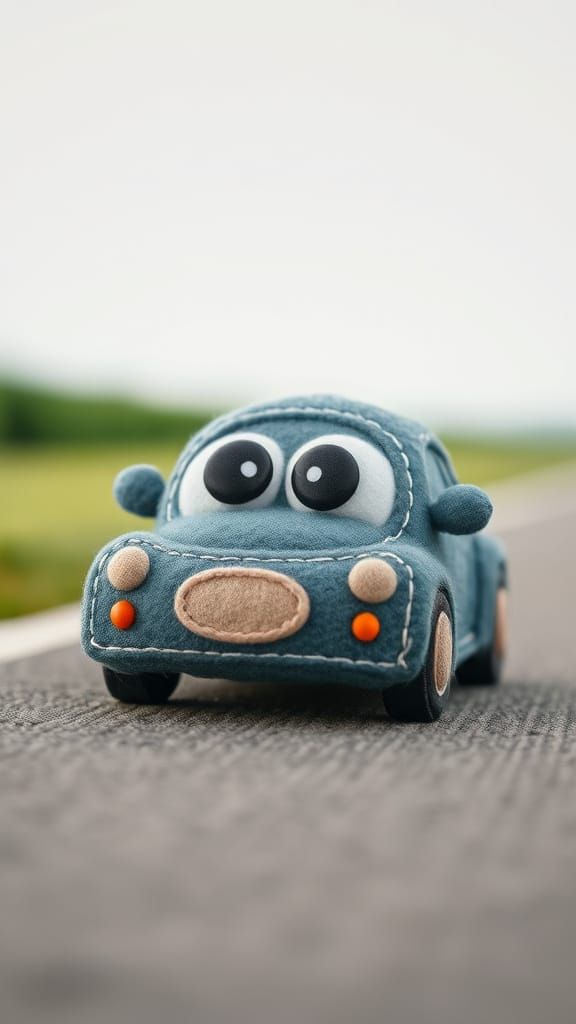 Cute Felt Car with Big Eyes