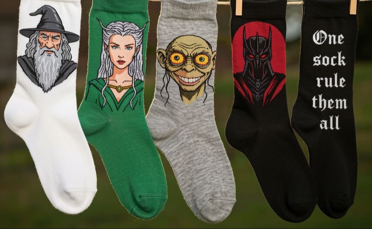Lord of the Rings Socks on a Clothesline