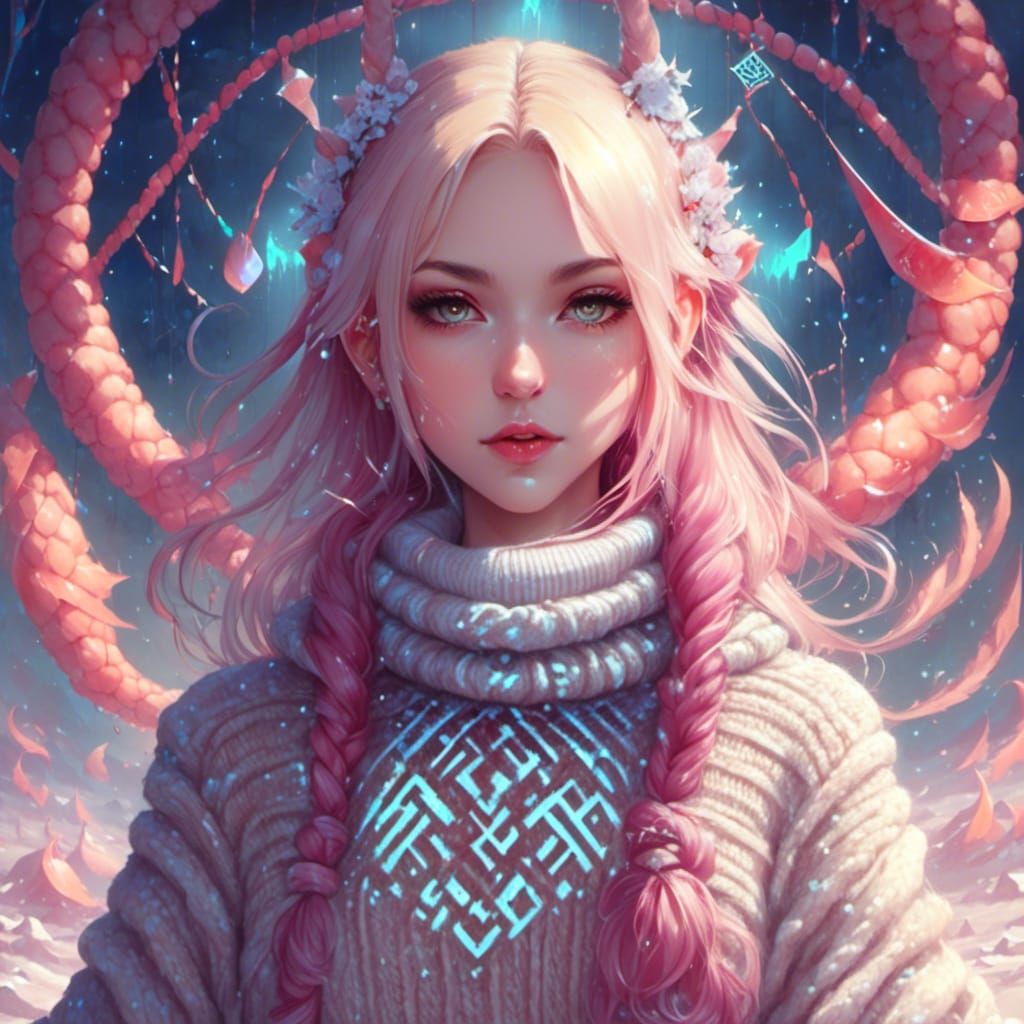 Person with Glowing Runes and Serene Expression