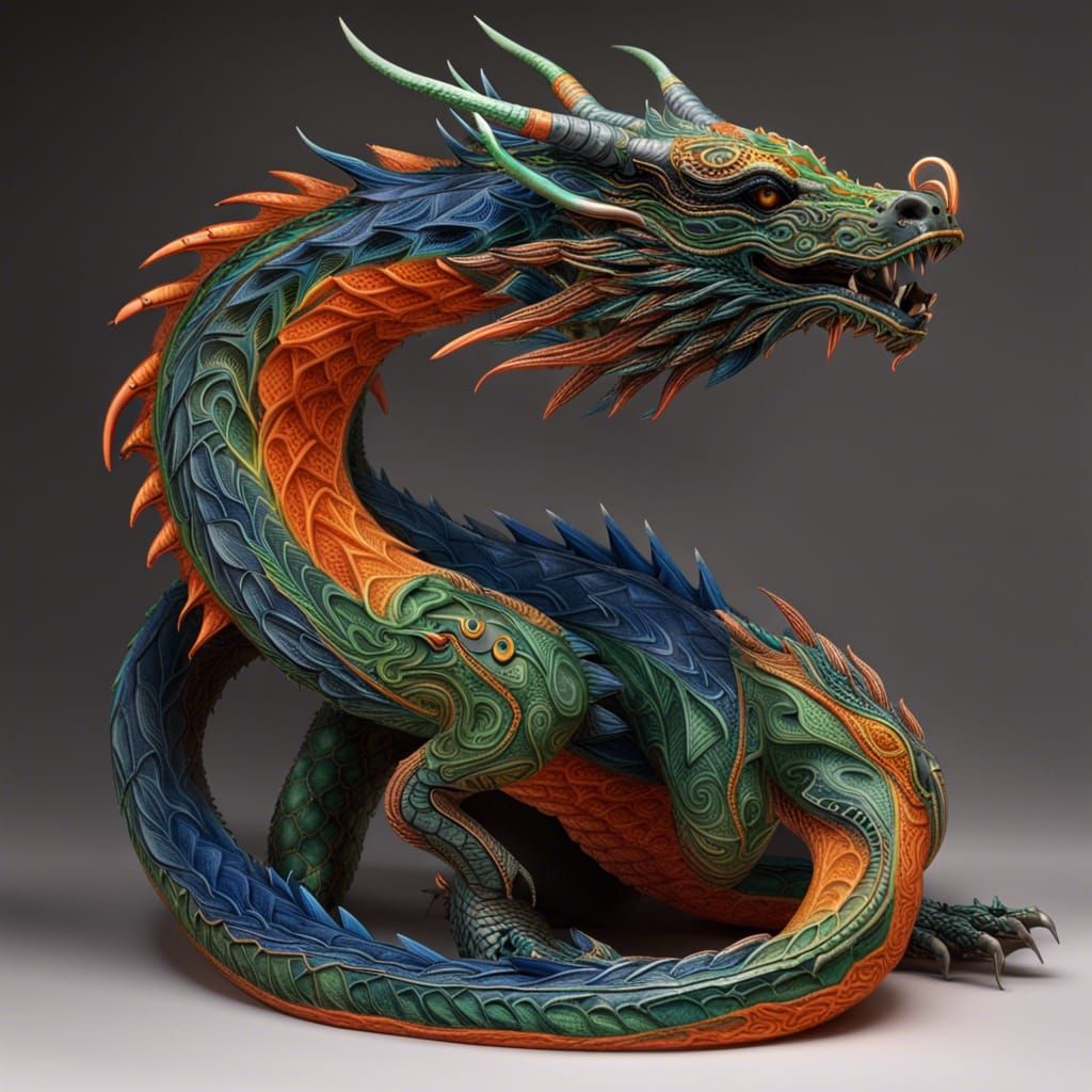 Colorful Dragon with Intricate Scale Detail