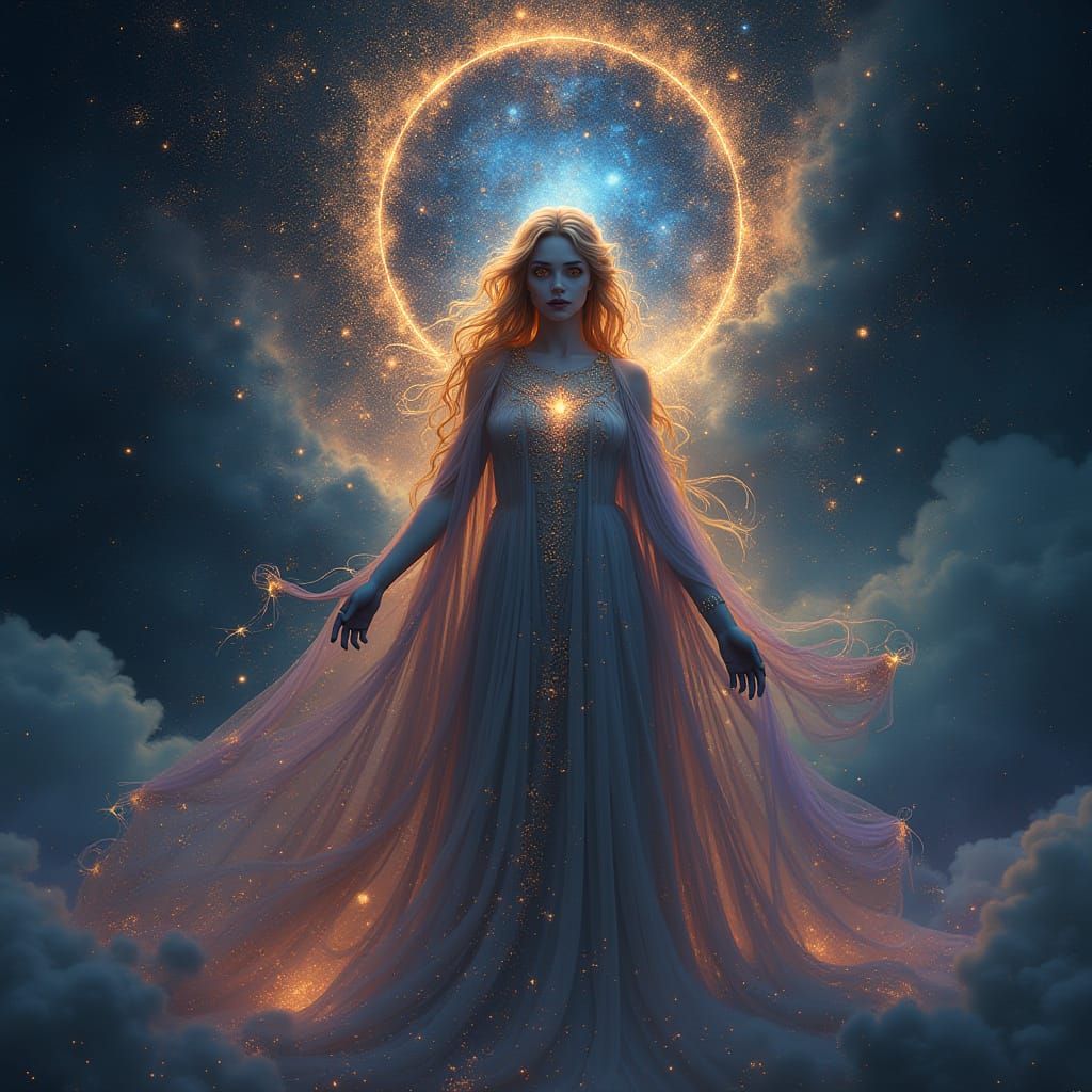 Ethereal Goddess Radiates Cosmic Serenity and Power