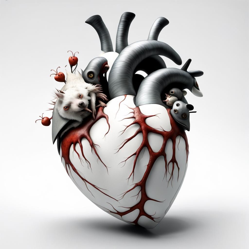 Inhabited Heart in White: A Surrealist Vision