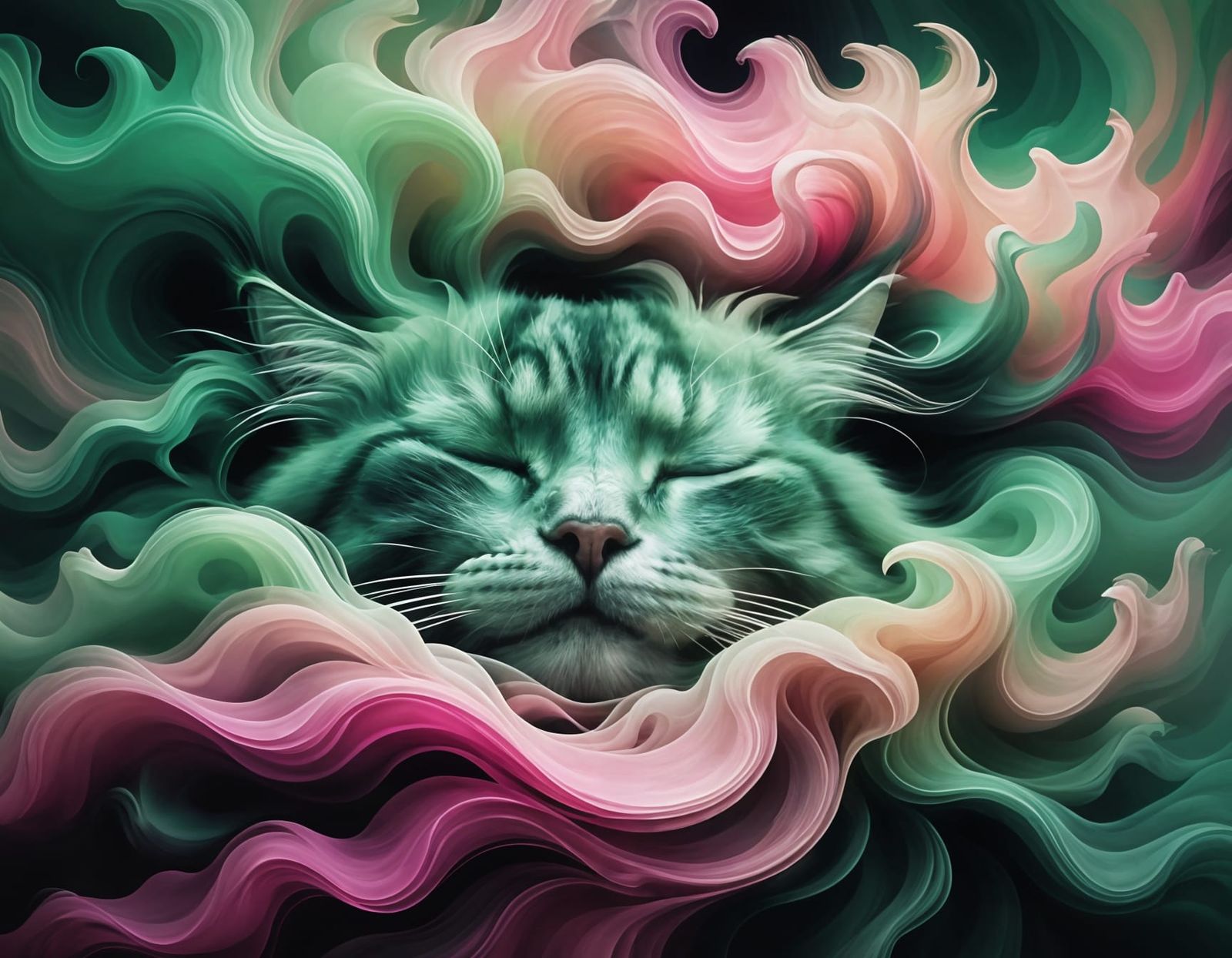 Dreamy Cat in a Soft, Abstract Landscape