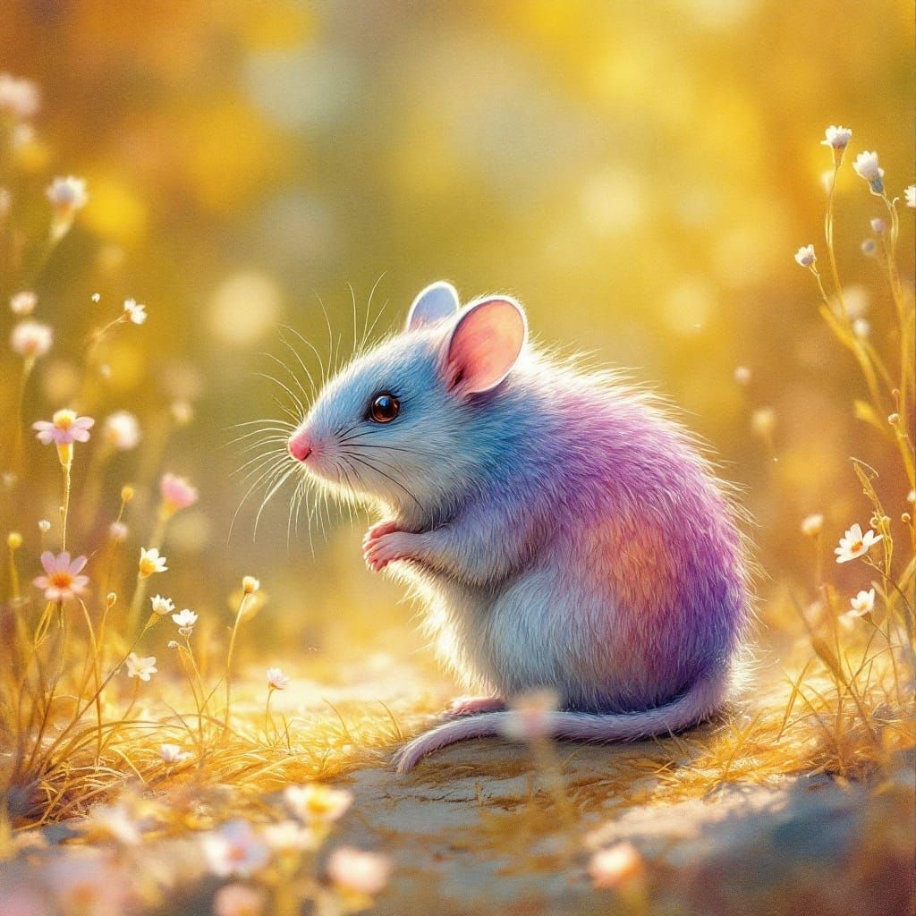 Whimsical Mouse in Dreamy Watercolor Style