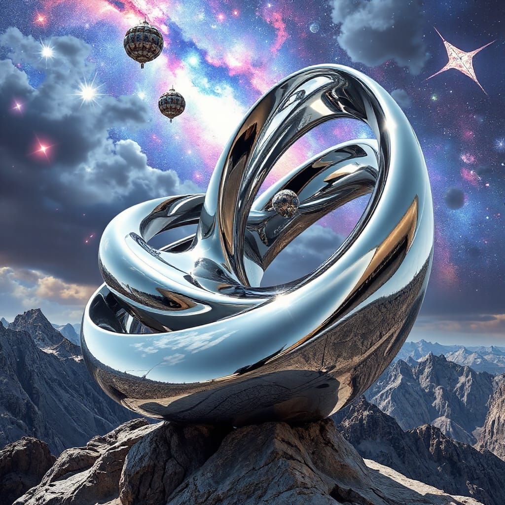 Surreal Chrome Sculpture Unveils Celestial Geometry