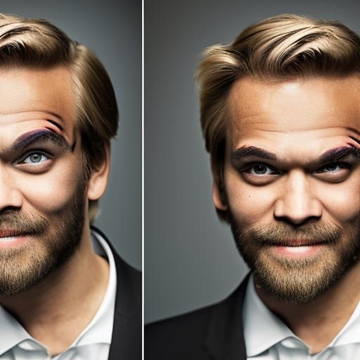 Dramatic Two-Faced Portrait in Studio Lighting