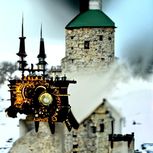 Steampunk Tallinn Old Town Illustration