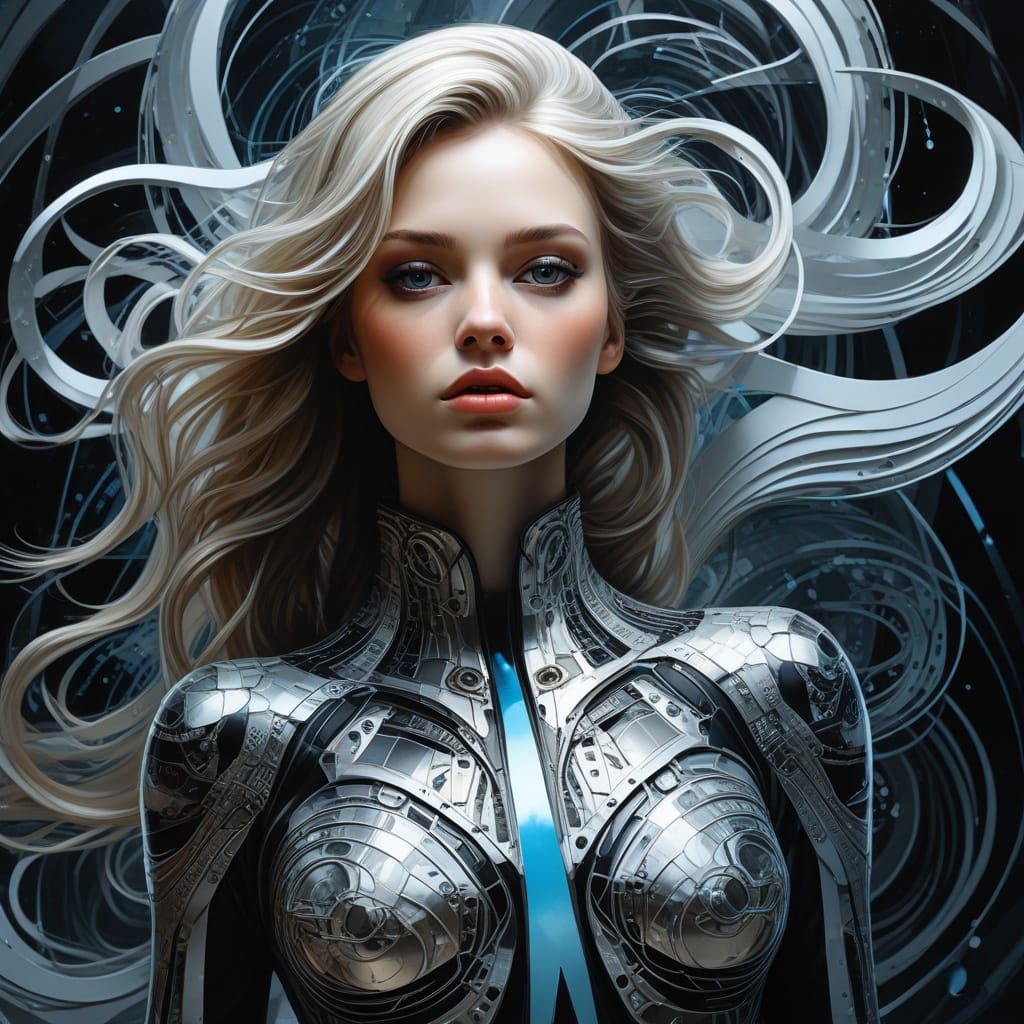 Elegant Woman in Iridescent Hues