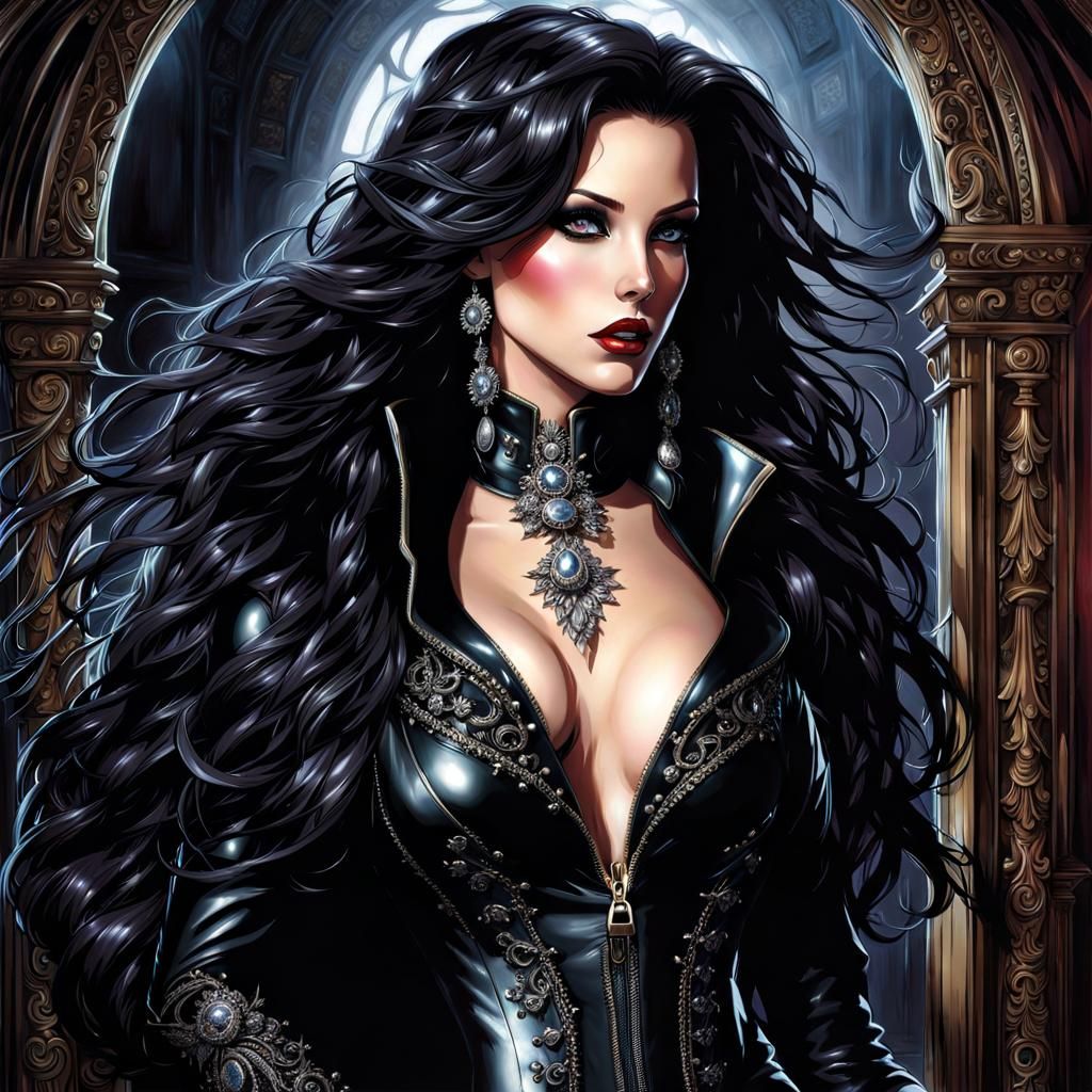 Gothic Turkish Princess in Latex: Fantasy Art Cover
