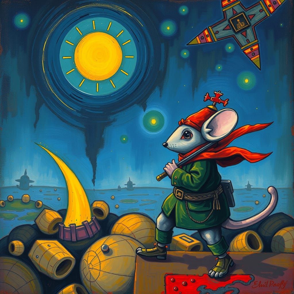Jedi Mouse Lands on D-Day, Expressionist Style