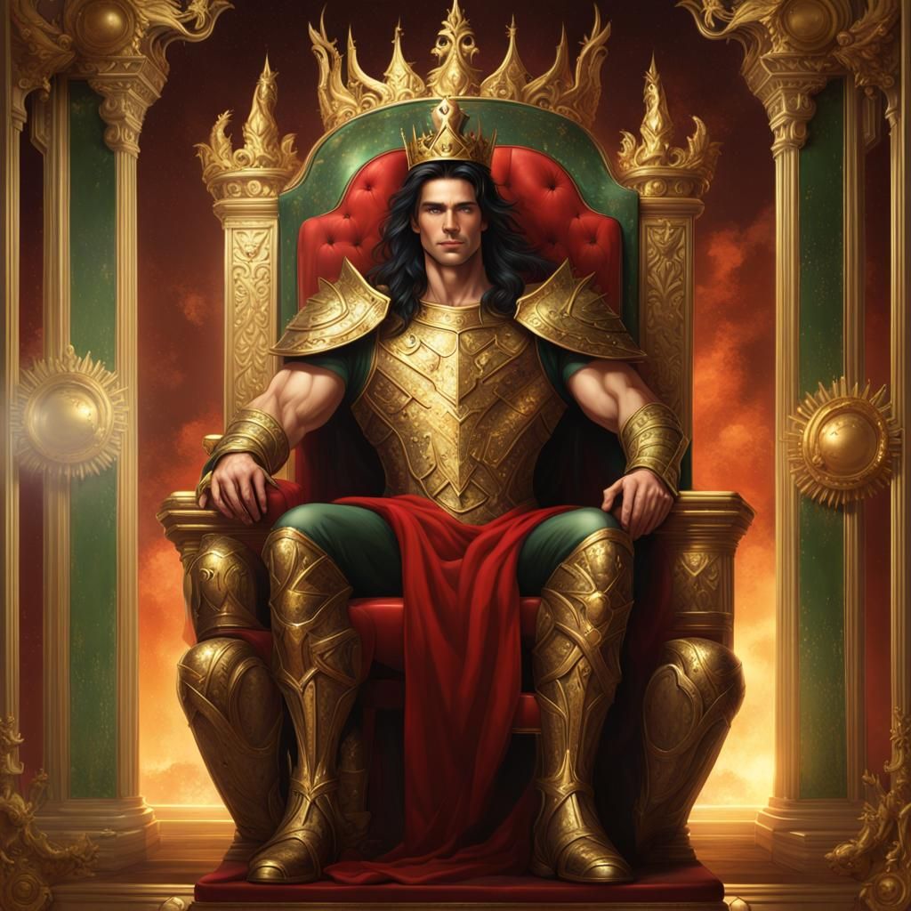 Celestial King on Gilded Throne with Magic Balance