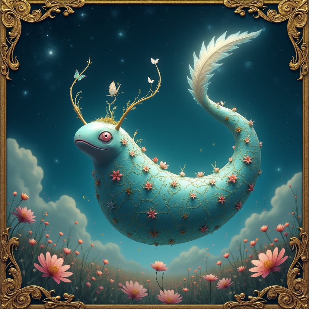 Enchanted Creature in Celestial Landscape