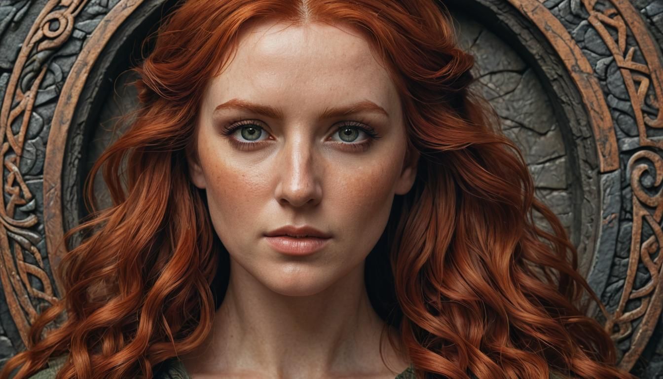 Celtic Woman Portrait in Hyperrealistic Digital Art