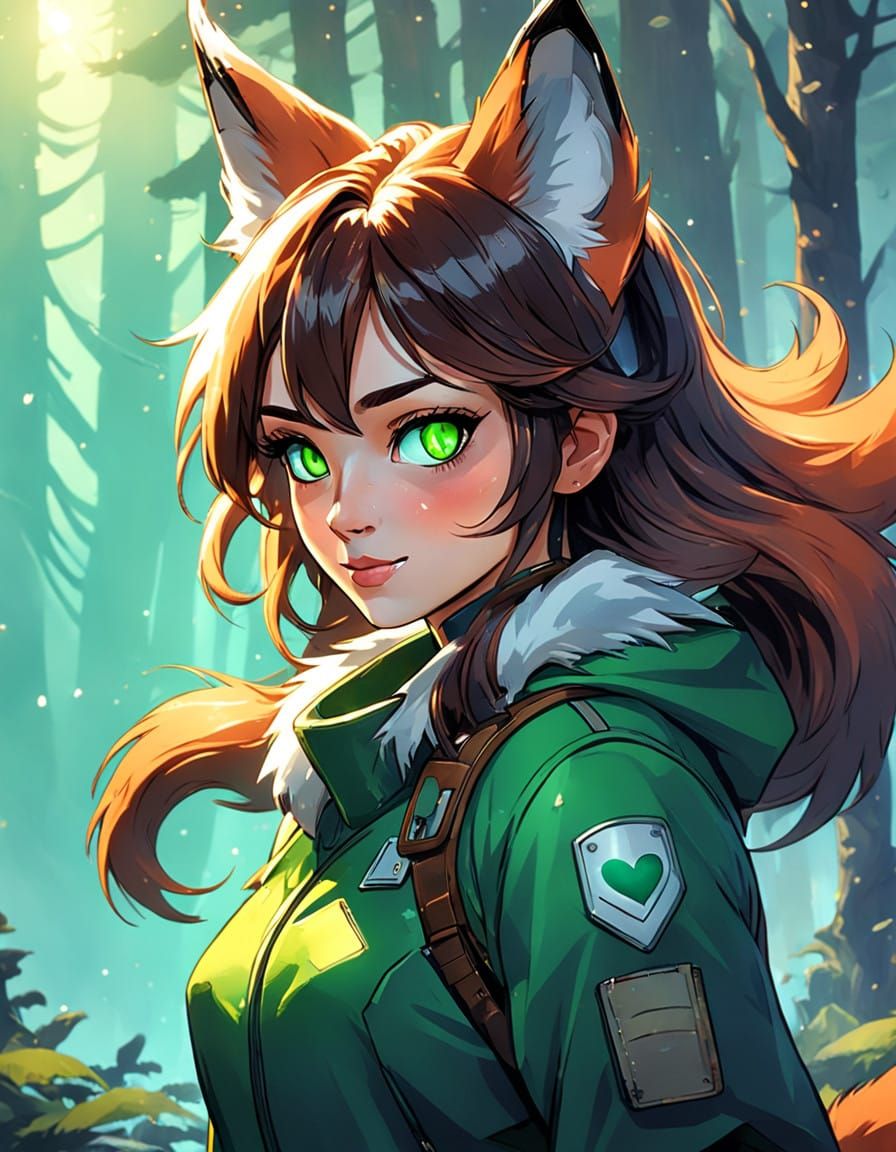 Cyberpunk Captain with Foxy Elegance