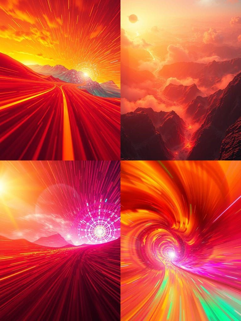 Vibrant Epic Digital Painting in Neon Colors and Metallic Hu...