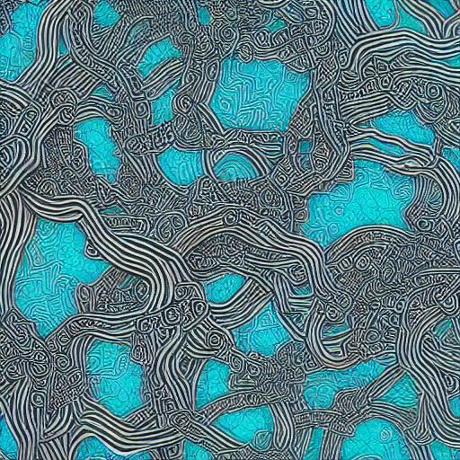 Abstract Zen Tangle Doodle Cells: Detailed Matte Painting