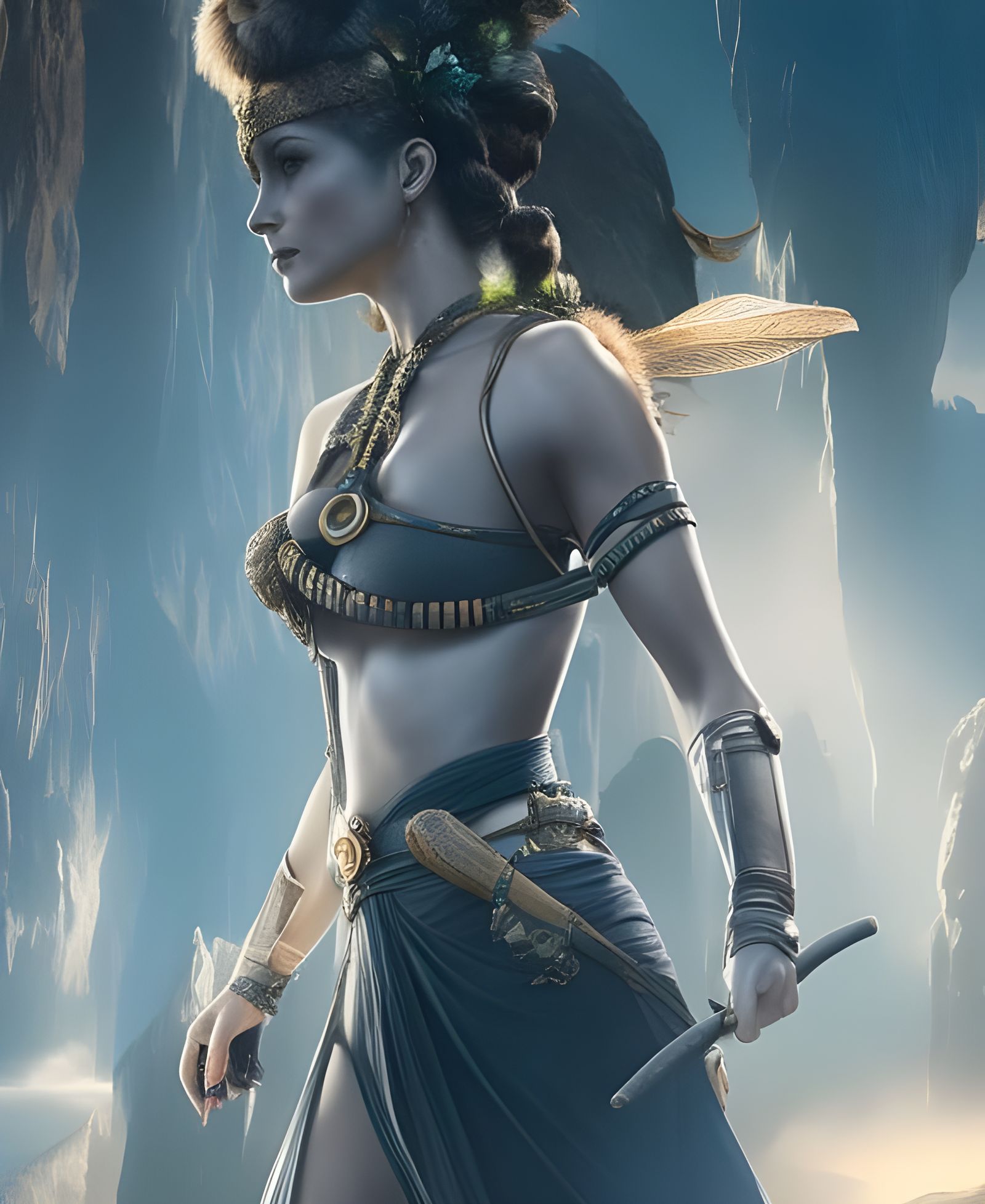 Exotic Jungle Adventuress Portrait in Cel-Shaded Style