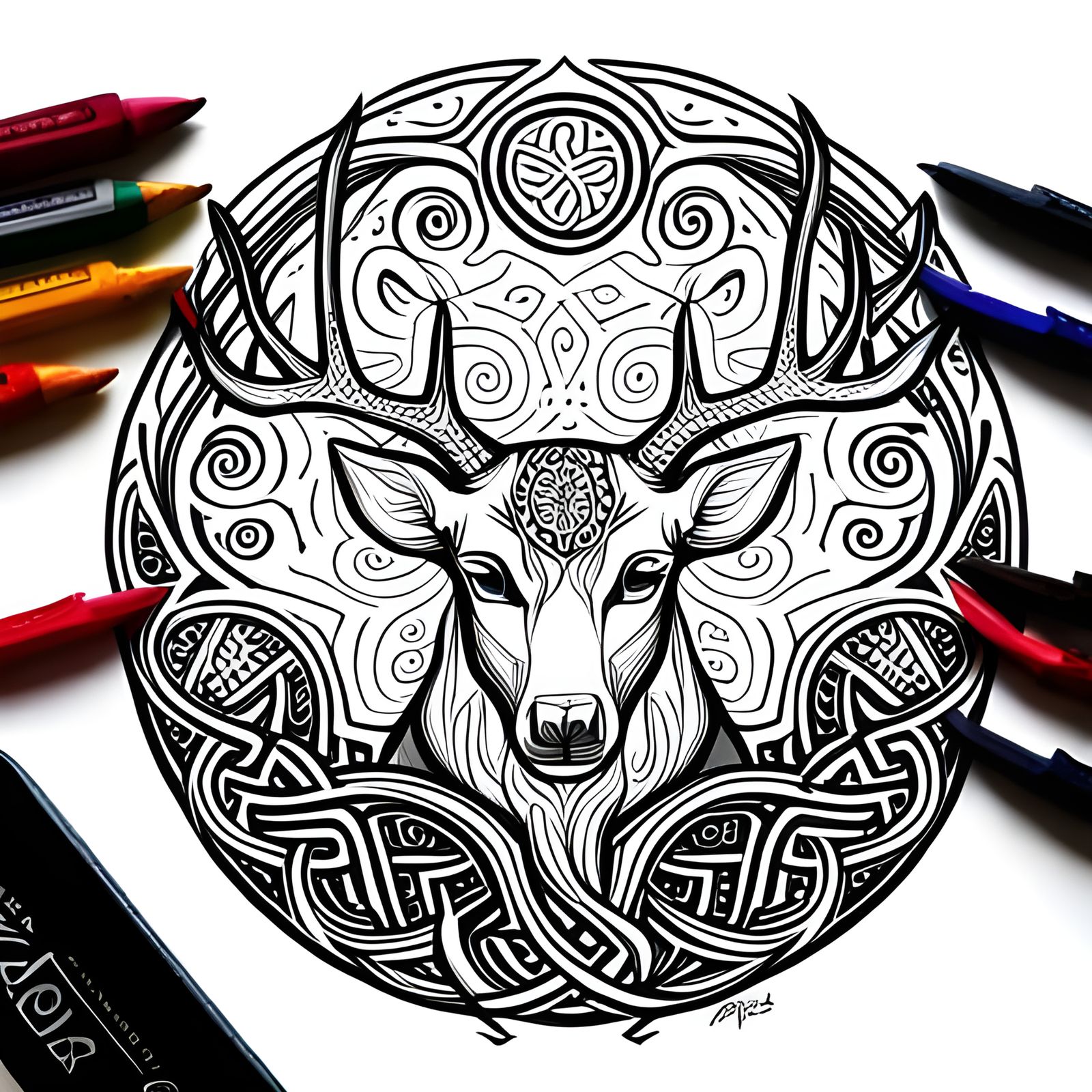 Mischievous Deer in Celtic Tribal Engraving