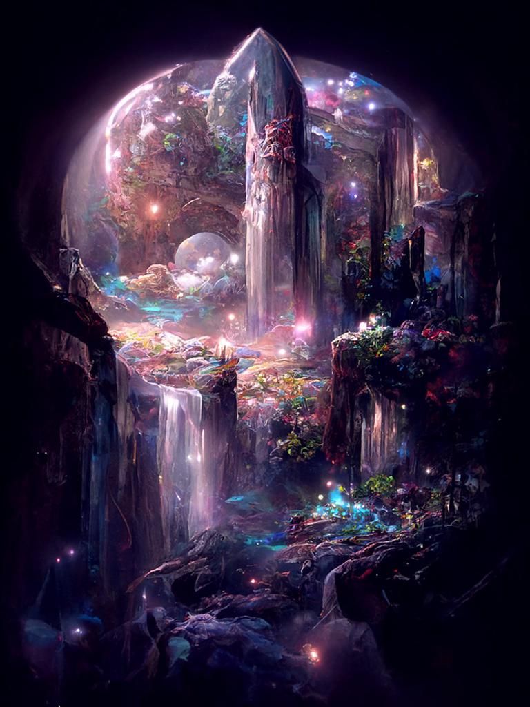 Iridescent Wizard's Tower in Astral Landscape