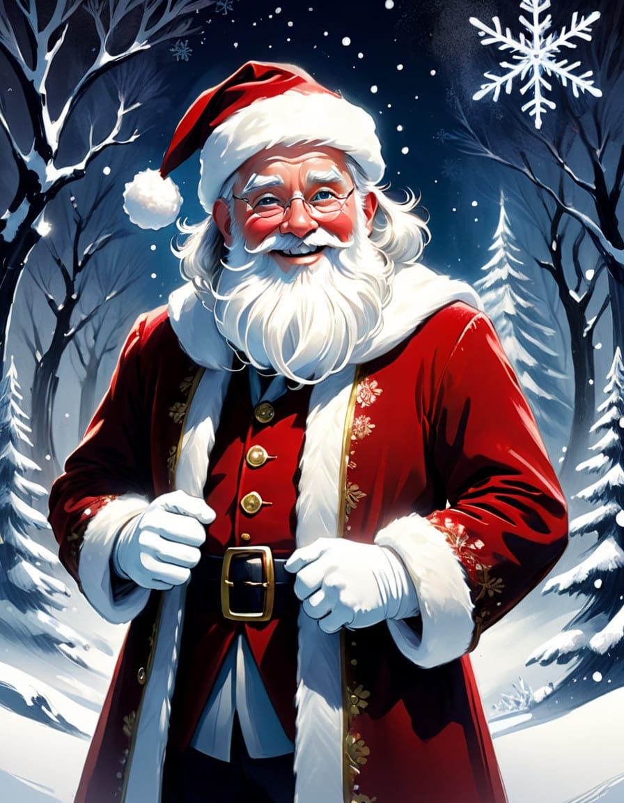 Classic Santa Claus in Vibrant Holiday Wonderland