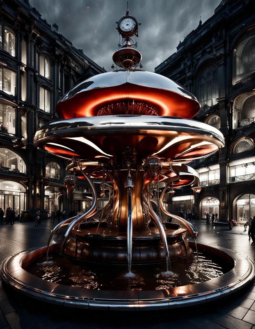 Steampunk Rafflesia Orchid Fountain in City Square