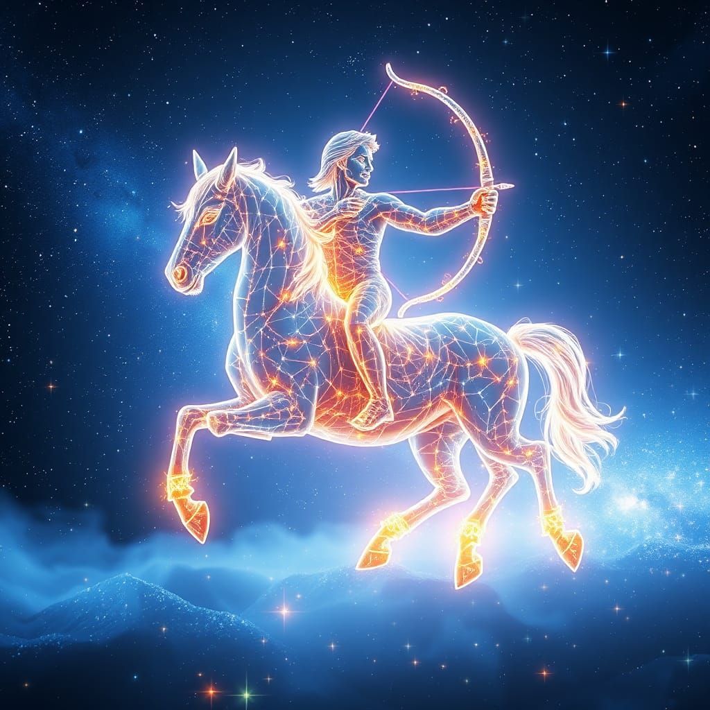 Luminous Centaur Galloping Across Starry Galaxy