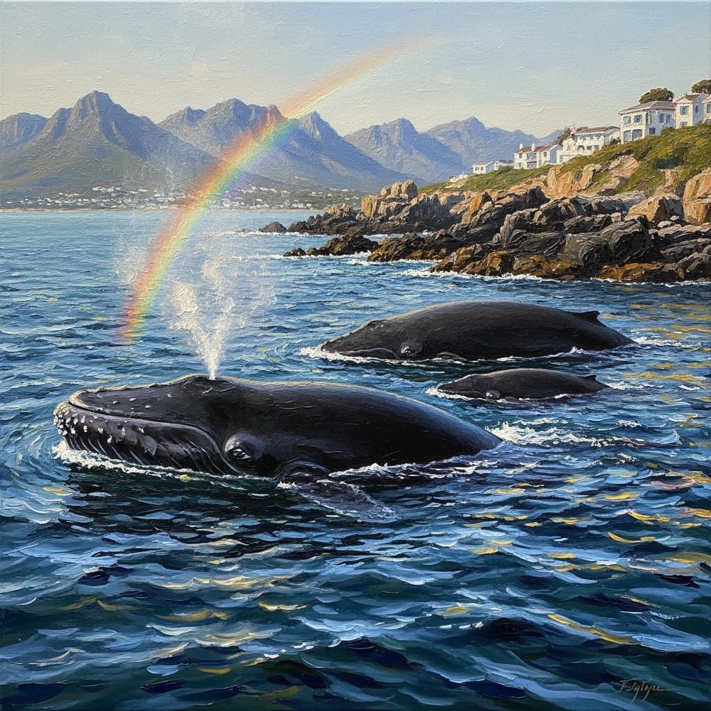 Southern Right Whales and Rainbow in Rocky Cove