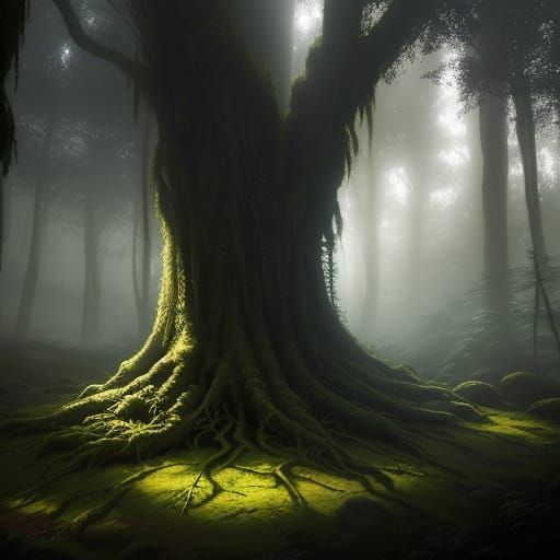 Enchanted Forest Sunlight & Glowing Mushrooms