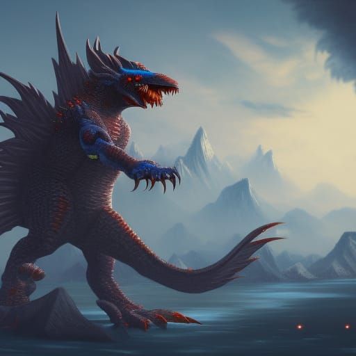 Noivern as Kaiju: Detailed Matte Painting