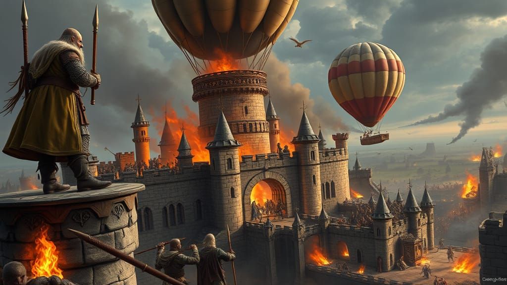 Medieval Fantasy Castle Under Siege by Dwarven Warriors