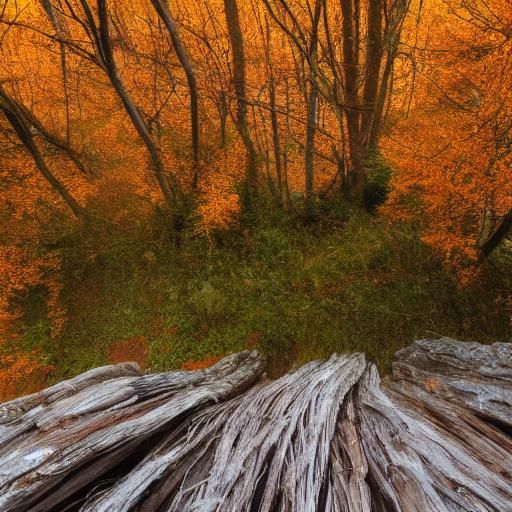 Autumn Forest: Wild Asters in Hyperrealistic Photography