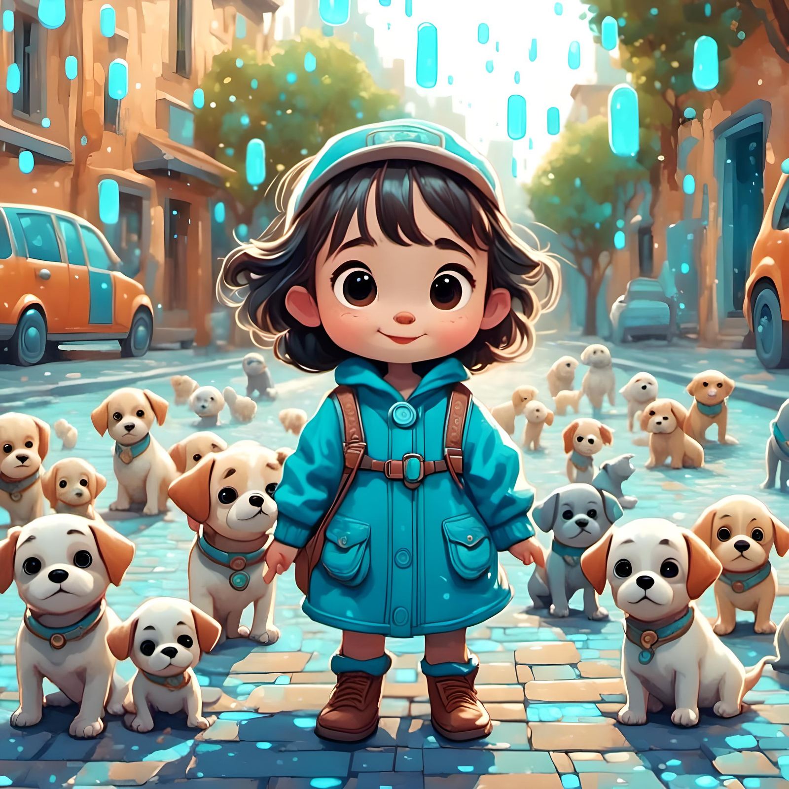 <lora:Cute Animals:1.0> 3D cartoon, funny Chiby puppy dog si...