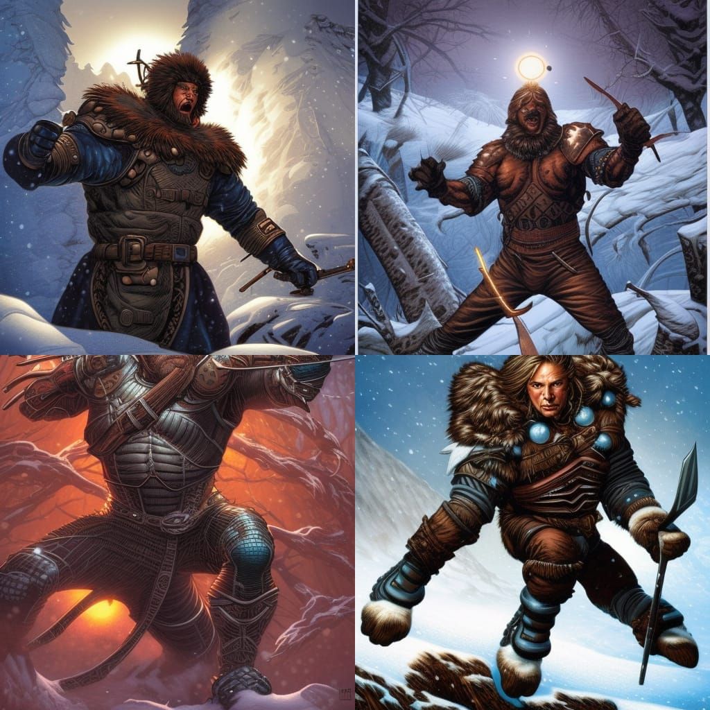 Futuristic Winter Warrior in Comic Book Style