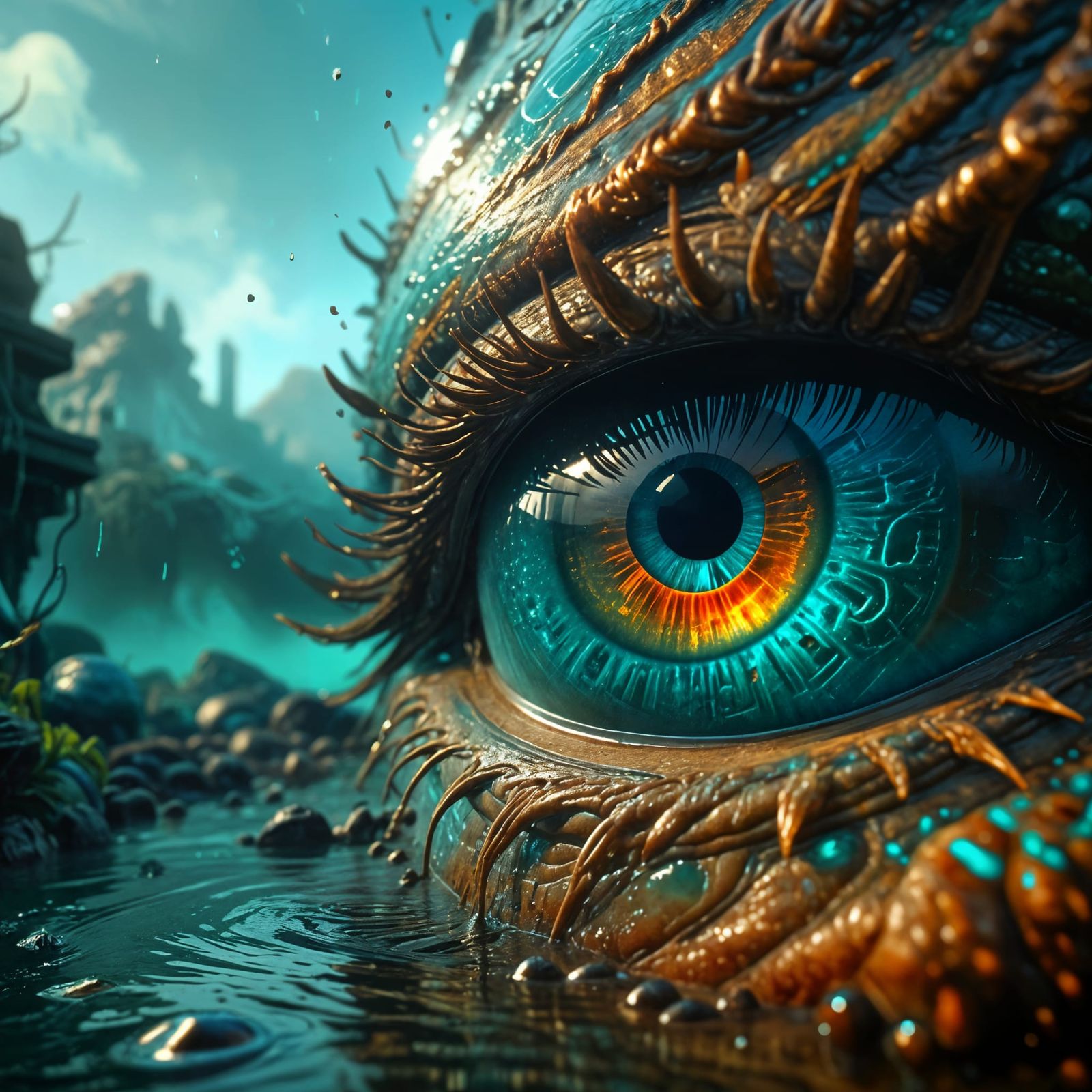 Surreal Turquoise Eye in Epic Cinematic Style