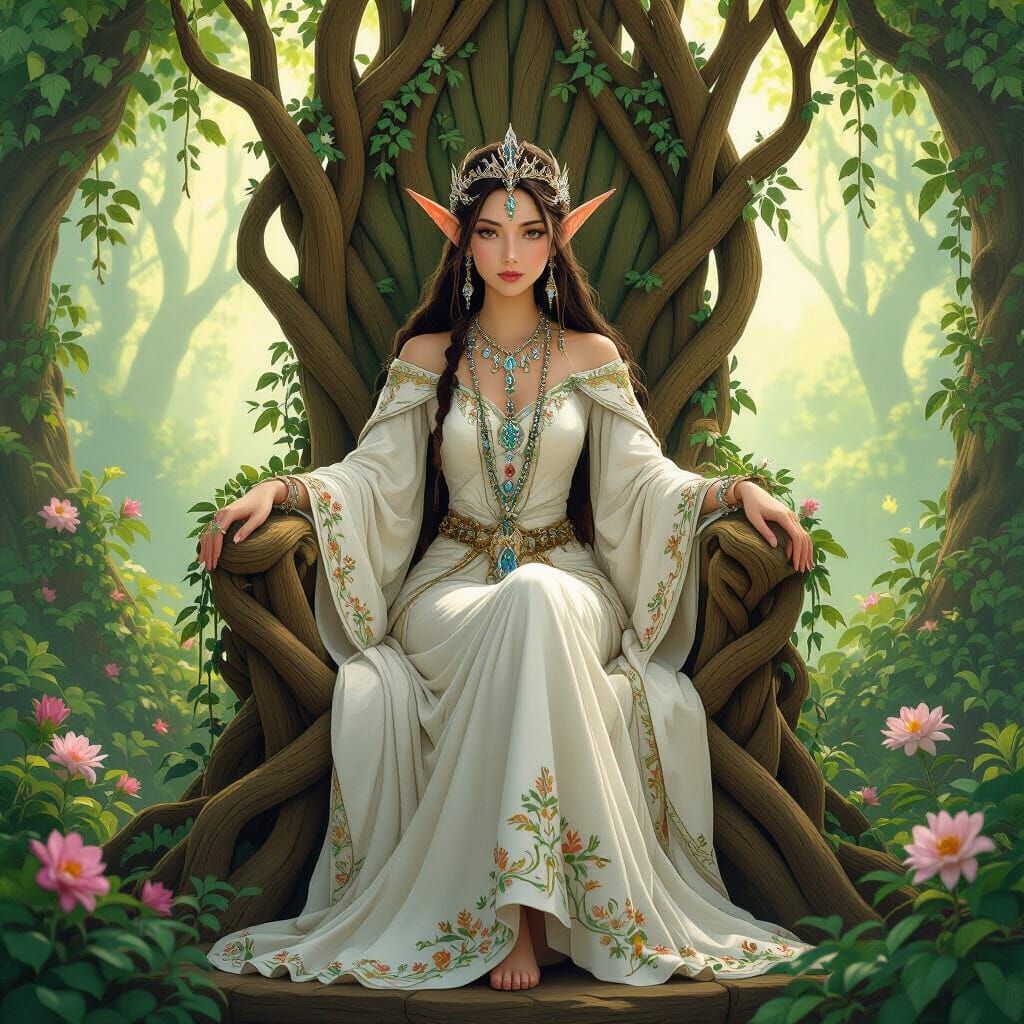 Elven Queen on Living Wood Throne