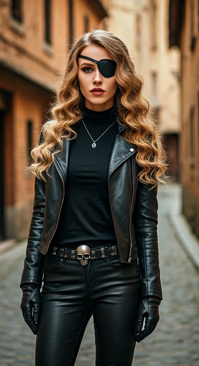 Elegant Rebel in Moody Townscape