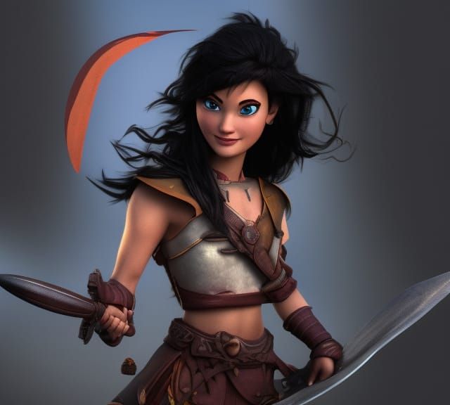 Warrior Princess in 3D Digital Art Style