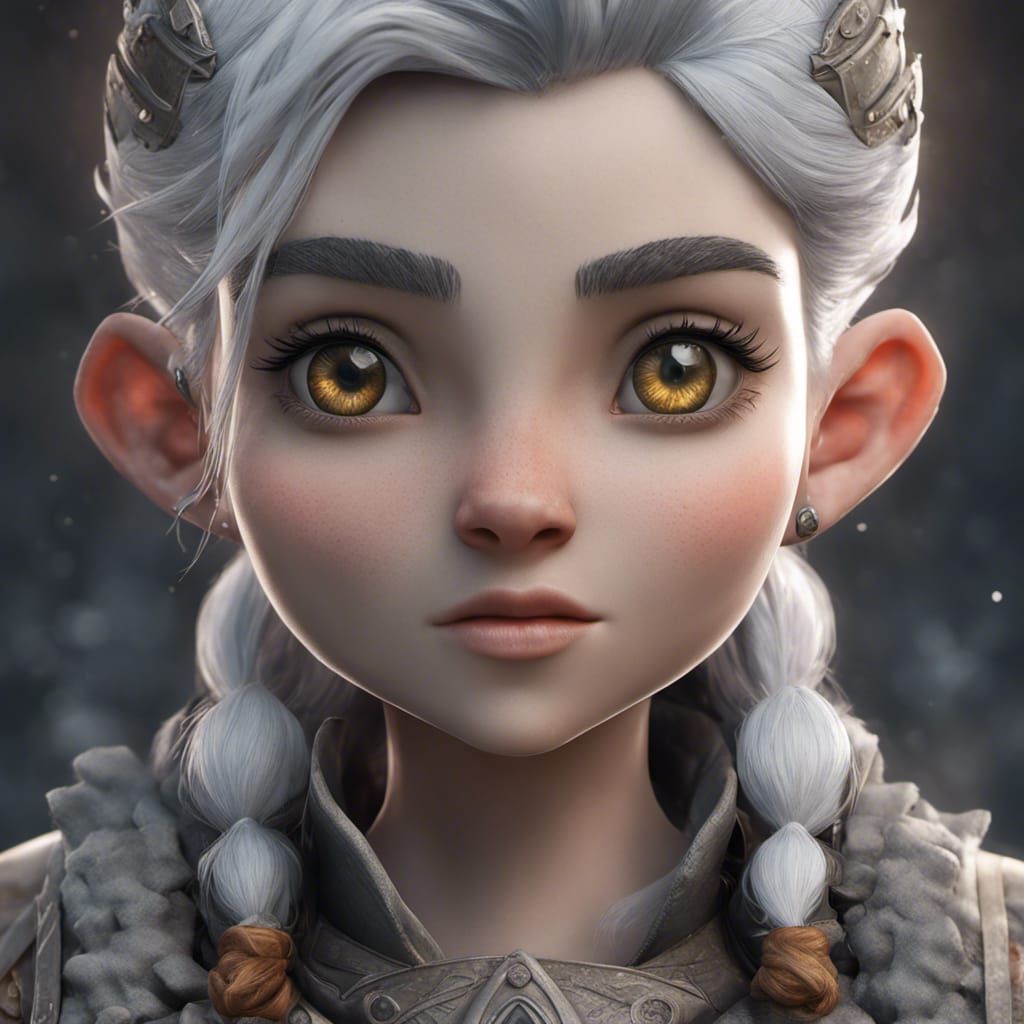 Detailed 3D Portrait of a Deep Gnome Female