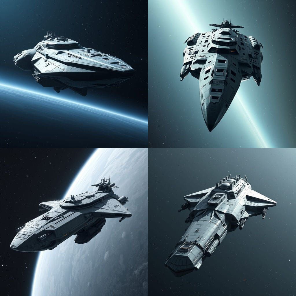 Gigantic Armored Space Transport Ship Among the Stars