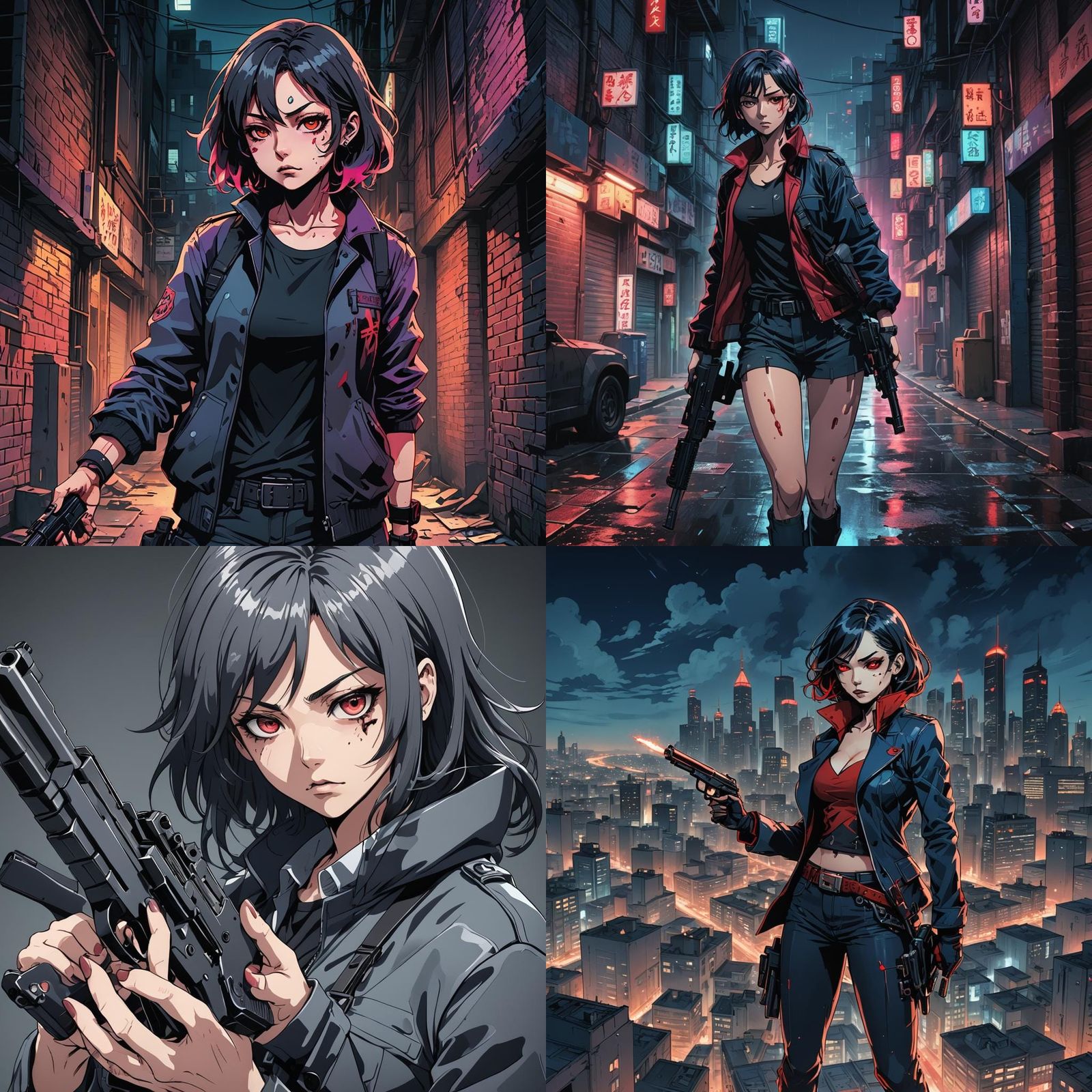 Menacing Manga Villainess with 9mm Pistol