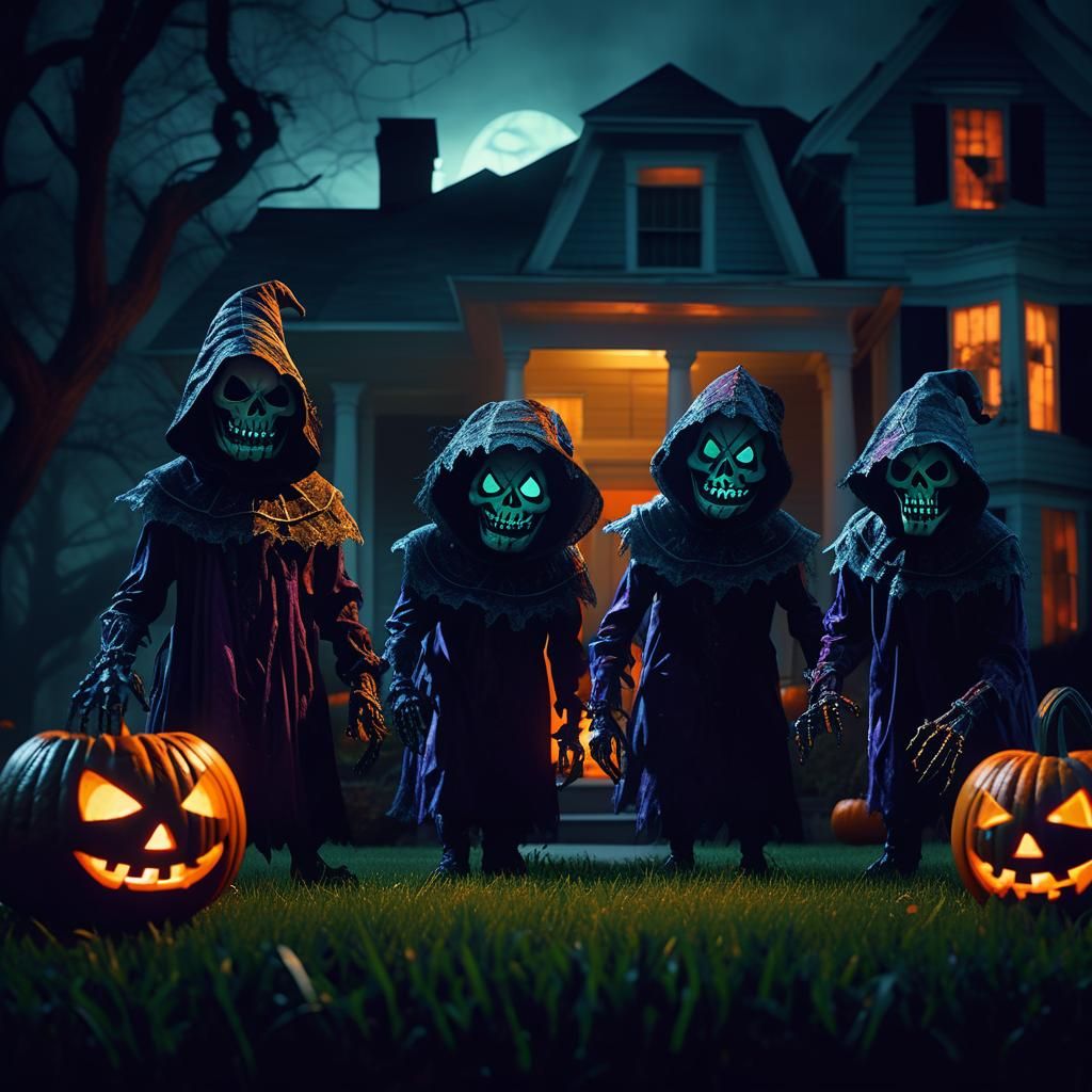 Eerie Halloween Hide and Seek: Cinematic Digital Art