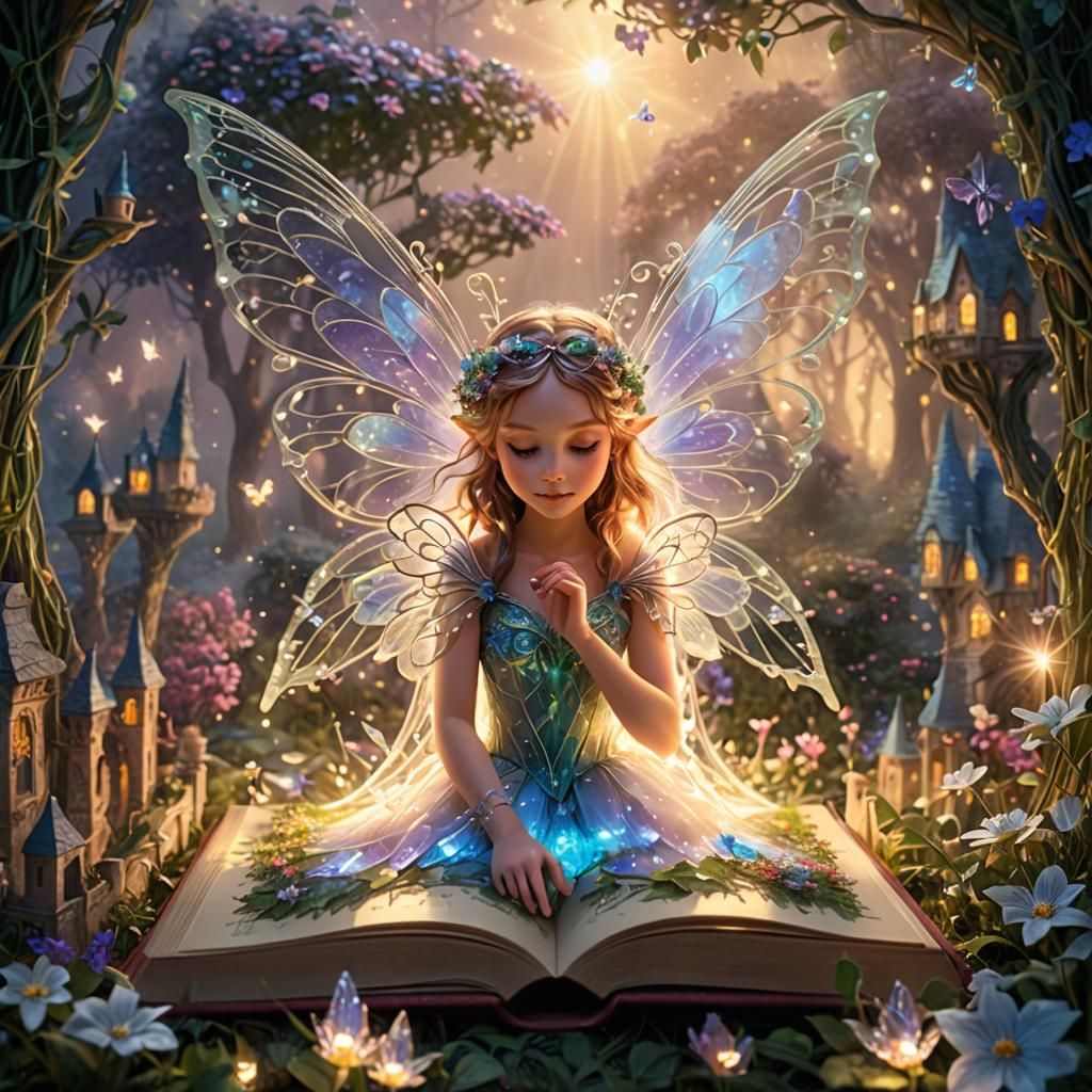 Crystal Fairies in Magical Pop-Up Book: Digital Matte Painti...