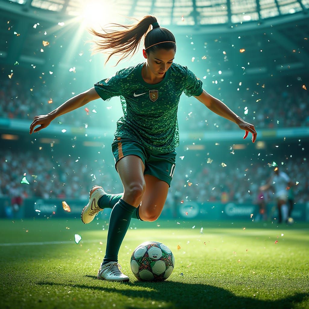 Female Footballer in Stained Glass Style, Euro 2025