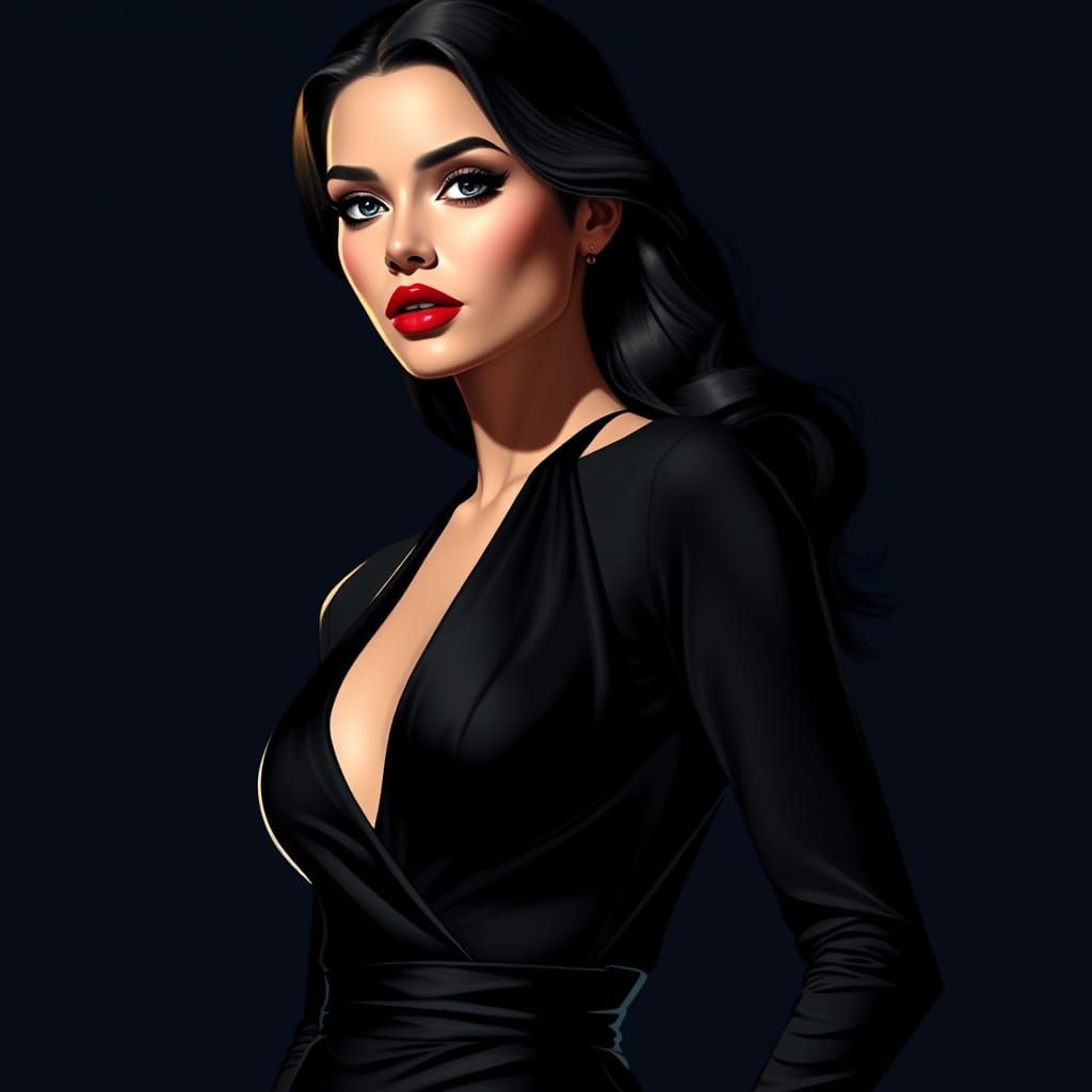 Sultry Femme Fatale in Chiaroscuro Style