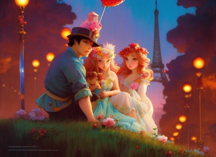 Kawai Candyland Paris in Rokoko Comic Art Style